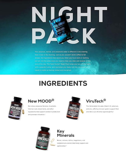 ONNIT Total Human Day and Night Vitamin Packs for Men and Women, 7-Day Supply Capsule- Adult Multivitamin