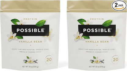 Possible Protein Powder Vanilla Bean - 20g of Vegan, Plant-Based Protein Mix - Non-GMO, Non-Dairy, Gluten-Free - 3.5g of BCAAs - 9 Essential Amino Acids - 30-Day Supply - 2 Bag, 30 Servings