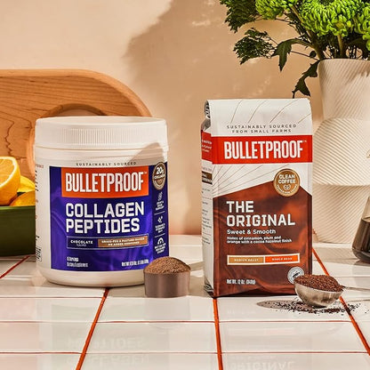 Bulletproof Chocolate Collagen Protein Powder with MCT Oil, 19g Protein, 42.3 Oz, Value Size, Collagen Peptides and Amino Acids for Healthy Skin, Bones and Joints