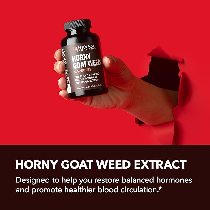 Unisex Horny Goat Weed for Men and Women - Extra Strength Performance and Energy Support with Tongkat Ali & Muira Puama & Saw Palmetto Extract - Never Travel Without Sample Size - 10 Horny Capsules