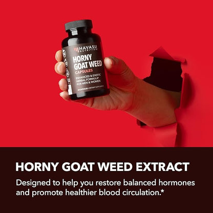 Horny Goat Weed for Men and Women - Extra Strength Performance Support with Maca Root Extract & Tongkat Ali & Muira Puama - Power, Performance and Energy Support - 2 Months Supply Herbal Supplement
