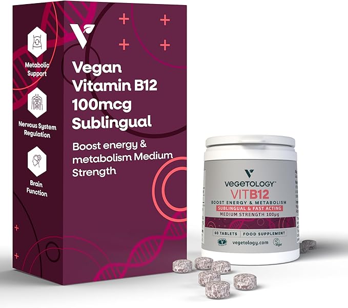Vegan Vitamin B12 Sublingual Energy Supplements — Metabolism Vitamins & Health Supplements — Daily Supplements (60 Vitamin Tablets)