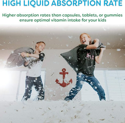 Wellgenix Balanced Essentials Kids Liquid Vitamin - Nutritional Multivitamin for Picky Eaters - Childrens Immune Boost & Overall Health -16oz (Pack of 2)