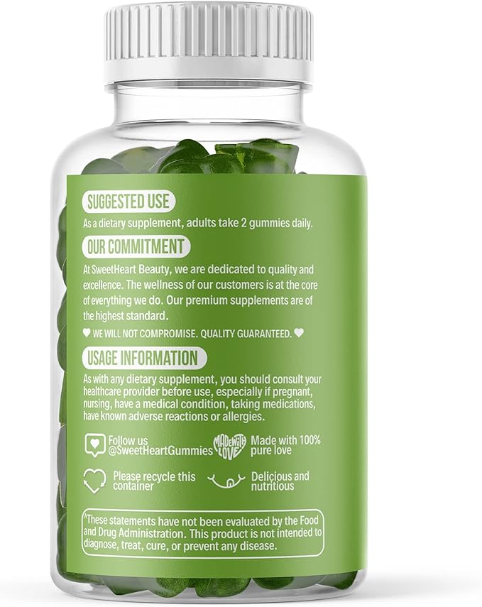 Matcha Green Tea Extract Gummy Vitamin with Green Tea Extract by Sweetheart Beauty. Matcha Energy Gummies. Green Tea Detox and Cleanse. Vegan Friendly, Gluten-Free and Non-GMO. 1 Month Supply.