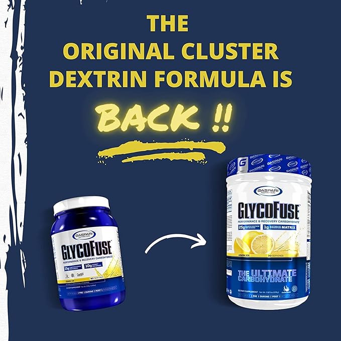 Gaspari Nutrition Glycofuse: Performance and Recovery Carbohydrate, 25g Cluster Dextrin and 1g Electrolyte and Hydration Matrix (30 Servings, Lemon Ice)