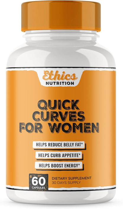 Quick Curves - Fat Burner Weight Loss Pills for Women | Appetite Suppressant, Best Fat Burner Metabolism Booster | Slimming Belly Fat Burner Diet Pills That Work Fast, Extra Strength - 60 Capsules