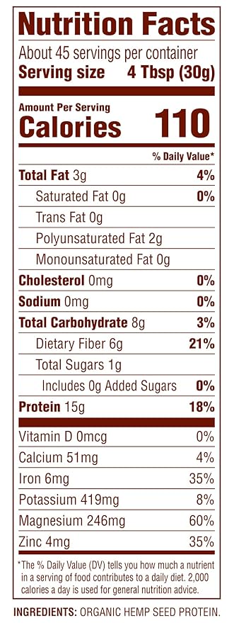 Nutiva Organic Cold-Pressed Raw Hemp Seed Protein Powder, Peak Protein, 3 Pound, USDA Organic, Non-GMO, Whole 30 Approved, Vegan, Gluten-Free & Keto, Plant Protein with Essential Amino Acids