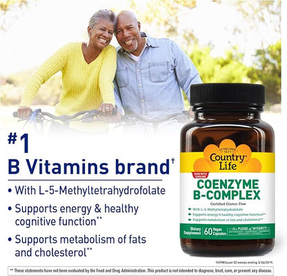 Country Life, Coenzyme B-Complex Vitamin, Support Energy and Metabolism, Daily Supplement, 60 ct