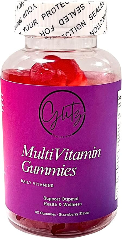 Glitz Whole Food Multivitamin Gummies with Organic Phytonutrients - Vitamins A, C, D, E, K, B1, B2, B3, B5, B6, B7, B9, B12 - Suger Free - Plant Based - Immunity Booster