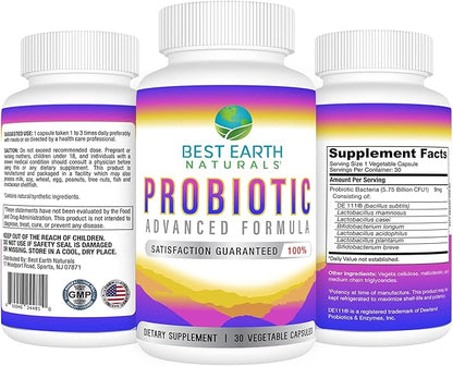 Best Earth Naturals Probiotics Advanced Formula for Women and Men with 5.75 Billion CFU - 30 Capsules (30 Day Supply)