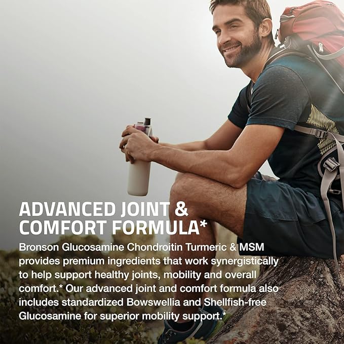 Bronson Glucosamine Chondroitin Turmeric & MSM Advanced Joint & Cartilage Formula, Supports Healthy Joints, Mobility & Cartilage - Non-GMO, 180 Capsules