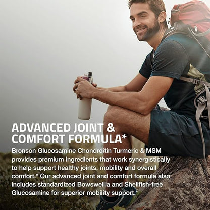 Bronson Glucosamine Chondroitin Turmeric & MSM Advanced Joint & Cartilage Formula, Supports Healthy Joints, Mobility & Cartilage - Non-GMO, 180 Capsules