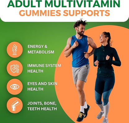 Halal Adult Multivitamin Gummies for Men, Women, Complete Everyday Nutritional Support with Biotin, Vegan, Natural Fruit Flavors, Non-GMO, Made in USA - Halal Vitamins