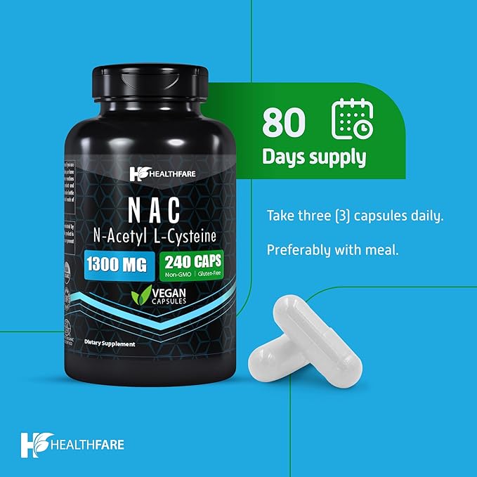 N-Acetyl L-Cysteine (NAC) | 1300mg | 240 Capsules | Traditional Herb Supplement for Prostate and Urinary Health