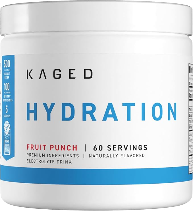 Kaged Electrolyte Hydration Powder | Hydracharge Fruit Punch | Sports Drink for Men and Women | Pre, Post, Intra Workout Supplement | 60 Servings