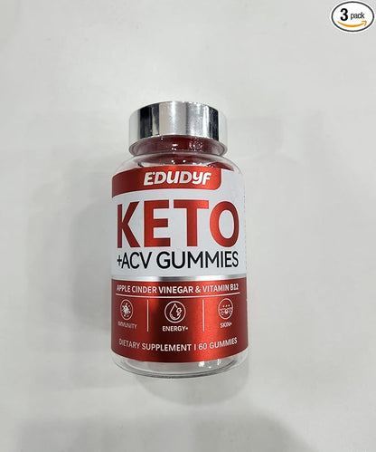 Keto ACV Gummies, Gluten & Sugar Free Apple Cider Vinegar Supplement for Men & Women - 180 Gummies (1500 mg-3 Pack)