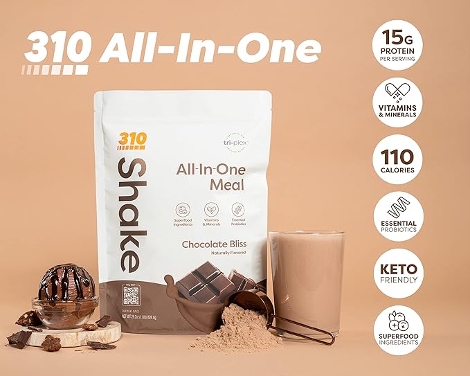 310 Nutrition – All-In-One Meal Replacement Shake - New Formula with Fiber Rich Vegan Superfood Blend - Natural Sweeteners - Low Carb Shake, Keto & Paleo Friendly - Gluten Free - 26 Essential Vitamins & Minerals - Triple Flavor Pack
