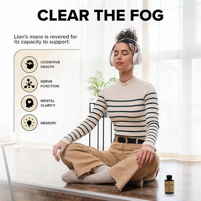 Lions Mane Supplement Capsules with Turkey Tail – Nootropic Brain Fog, Focus, Memory, Nerve Function, & Immune Support Supplement – Non-GMO 1200 Mg Lions Mane Mushroom Supplement, 120 Caps.