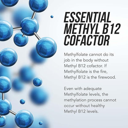 L Methyl Folate 15mg Plus Methyl B12 Cofactor – Organic, Berry Flavor, Professional Strength, Liquid Sublingual, Active 5-MTHF Form - Supports Mood, Homocysteine Methylation, Cognition (1oz -2 Pack)