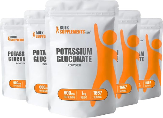 BulkSupplements.com Potassium Gluconate Powder - Potassium Supplement, Potassium Gluconate Supplement, Potassium Powder - Gluten Free, 600mg per Serving (99mg Potassium), 5kg (11 lbs)