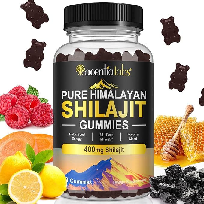 Shilajit Gummies, Pure Shilajit Himalayan, Rich in 85 Micronutrients, Himalayan Shilajit Gummies Shilajit for Men, Suitable for Men and Women, No Added Sugar Non-GMO, 100% Natural Organic, 60 Gummies