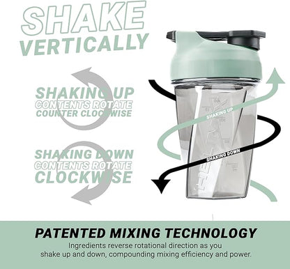 HELIMIX 1.5 Vortex Blender Shaker Bottle Holds Upto 20oz | No Blending Ball or Whisk | USA Made | Portable Pre Workout Whey Protein Drink Shaker Cup | Mixes Cocktails Smoothies Shakes | Top Rack Safe