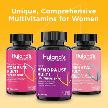 Hyland's Rock On Menopause + Youthful Skin Care Multivitamin for Women with Immune Support - 60 Capsules - Menopause Relief for Women with Biotin, Collagen, and Red Clover (Pack of 2)