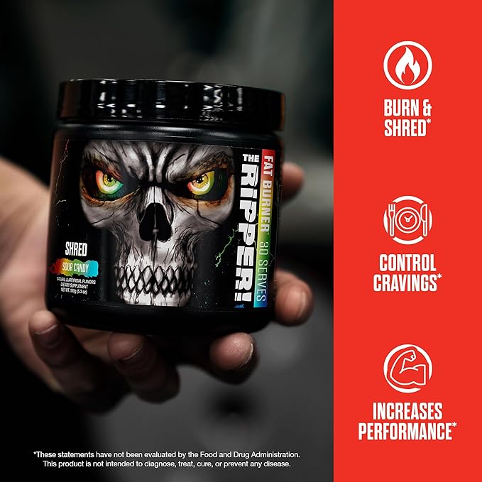 JNX SPORTS The Ripper! Shredding Thermogenic Fat Burner - Sour Candy 30 Servings | Advanced Fast Acting Stim Thermogenesis, Appetite Suppressant for Men & Women