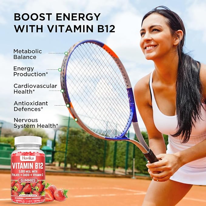 Vitamin B12 Complex 5000 mcg Methyl B12, Adenosyl B12 & Hydroxy B12, with Coenzyme Q10, Folate, Vitamin C, Chewable B 12 for Energy Support, Metabolism, Bone Health - Strawberry Flavor, 2 Pack