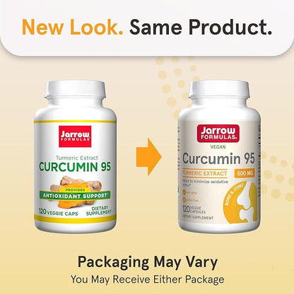 Jarrow Formulas Curcumin 95 500 mg,Turmeric Curcumin Extract for Antioxidant Support, Bone and Joint Support Dietary Supplement,120 Veggie Capsules,Up to 120 Servings, Pack of 12