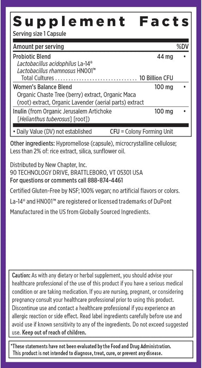 New Chapter Probiotics for Women - 30 ct (1 Month Supply), Women's Daily Probiotic with Prebiotics and Probiotics + 100% Vegan + Soy Free + Non-GMO