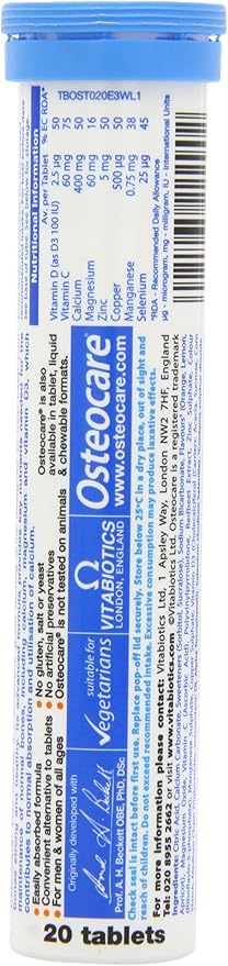 Vitabiotics Osteocare Fizz - Effervescent Tablets with Calcium, Magnesium, and Zinc | Bone Health and Immunity Multivitamin Supplement for Men and Women - 20 Tablets