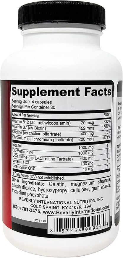 Beverly International Lean Out 120 caps. Fat Burner with Metabolic Support. Lipotropics. Choline, Carnitine, Chromium. Stimulant-Free Belly Fat Burner. Get Leaner. Use AM & PM, Stackable Diet Pills.