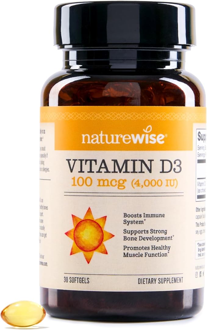 NatureWise Vitamin D3 4000iu (50 mcg) 30-Day Supply for Immune Support, Healthy Muscle Function, and Bone Health - Non-GMO, Gluten Free in Organic Extra Virgin Olive Oil, (Mini Softgel), 30 Count