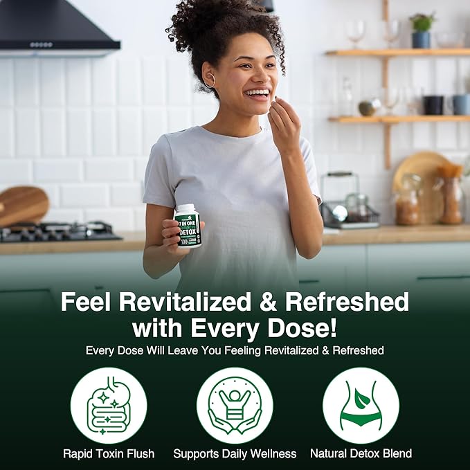 Extra Strength Fast Acting 7-in-ONE Advanced Formula - Full Body Cleanse - Detox & Liver Cleanse - Detox & Liver Repair, All Natural Toxins Remover, Healthy Cleansing Support for Liver (100 Capsule)