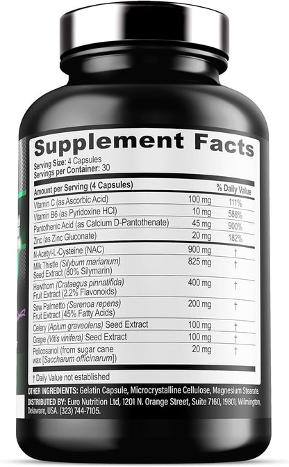 Iron Labs Nutrition: Cycle Support Plus NAC (N-Acetyl-L-Cysteine) - Kidney and Liver Support Supplement - On Cycle Support Supplements for Men - N Acetyl L Cysteine and Milk Thistle (120 Capsules)