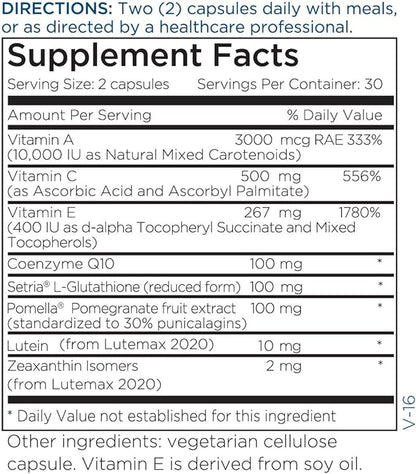 Metabolic Maintenance Deluxe Scavengers - Antioxidant Supplement with Vitamin C, Glutathione, Pomegranate, CoQ10 - Lutein + Zeaxanthin to Support Healthy Vision + Cognition (60 Capsules)