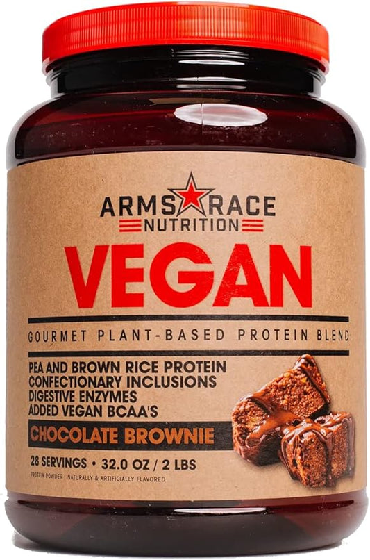 Arms Race Nutrition Vegan Gourmet Plant-Based Protein Blend - 32 oz. (2 lbs) (Chocolate Brownie)