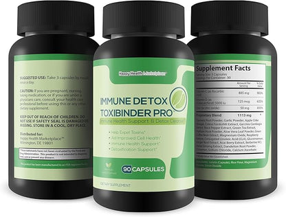 Immune Detox Toxibinder Pro - Detox & Immune Support Supplement - Help Expel Toxins - Natural Detox Cleanse - Psyllium, Vitamin C, Ginger, Zinc, Dandelion Root - Full Body Detox Immune Boost Support