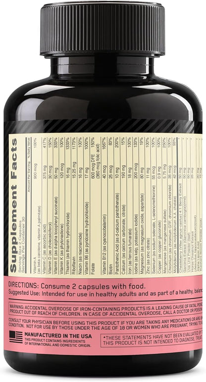 Optimum Nutrition Opti-Women Daily Multivitamin for Women, Immune Support Supplement With Iron, 30 Day Supply, 60 Count, (Packaging May Vary)