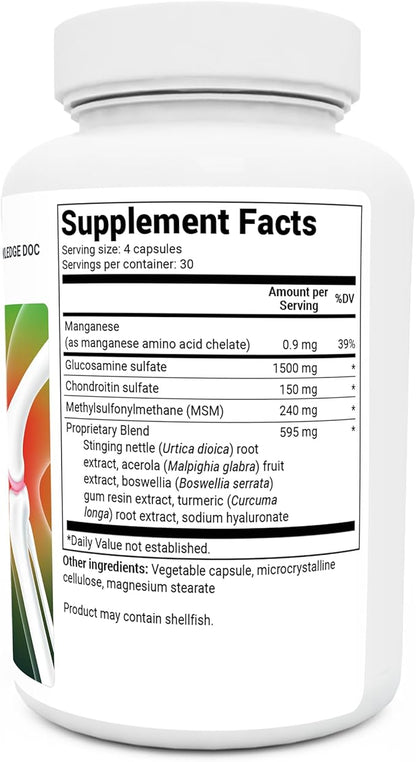 Dr. Berg Glucosamine Chondroitin MSM Turmeric & Boswellia - Advanced Joint Support Supplement with 1500 mg Glucosamine Sulfate - Includes 120 Capsules