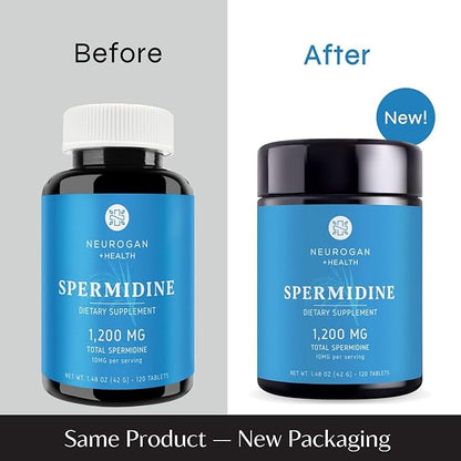 Neurogan Spermidine Supplement - 1200mg - 99% Pure 100x More Potent Than Rice & Wheat Germ Extract - for Cellular Health, Anti-Aging & Energy* - Made in USA - 10MG Per Serving - 120 Servings