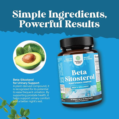 Plant Sterols Complex with Beta Sitosterol - 500mg Beta-Sitosterol Sterols and Stanols Supplement for Heart Health and Prostate Support - Heart and Prostate Health Supplement for Men - 30 Tablets