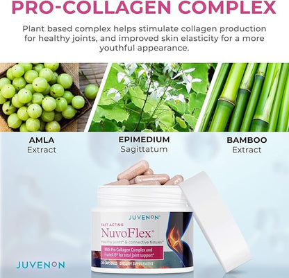 Juvenon NuvoFlex | Joint Support Supplement with Glucosamine, Chondroitin, Vitamin K, B, and Voltaren Enhancements - Mobility & Relief (30 Capsules)