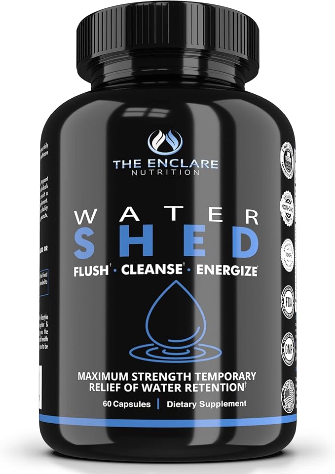 THE ENCLARE NUTRITION Water Pills Diuretic Water Retention, Liver Detox, Kidney Cleanse, Weight, Swelling, Edema, Bloating Relief, Fluid Balance Watershed Max Strength (1)