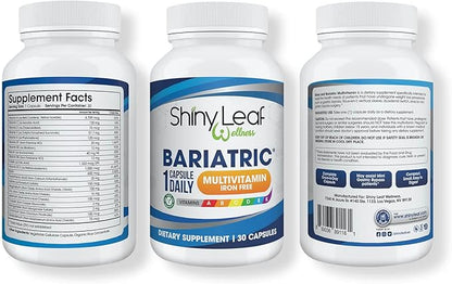Shiny Leaf Bariatric Multivitamin Iron-Free Capsules for Post Bariatric Surgery Patients, Once Daily Bariatric Vitamins Without Iron for WLS, Sleeve, Gastric Bypass Surgery (1 Month / 30 Caps)