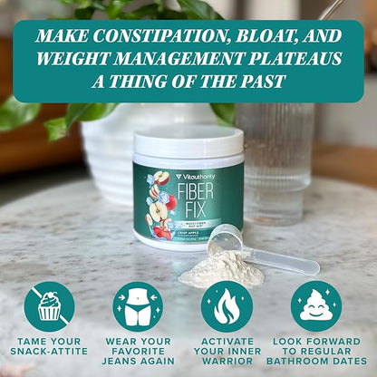 Prebiotic Fiber Powder Supplement | Healthy Gut Cleanse Detox for Women and Digestive Health Regularity, Satiety & Bloating Relief for Women | Colon Cleanser & Detox Powder Apple Flavored, 30 Servings