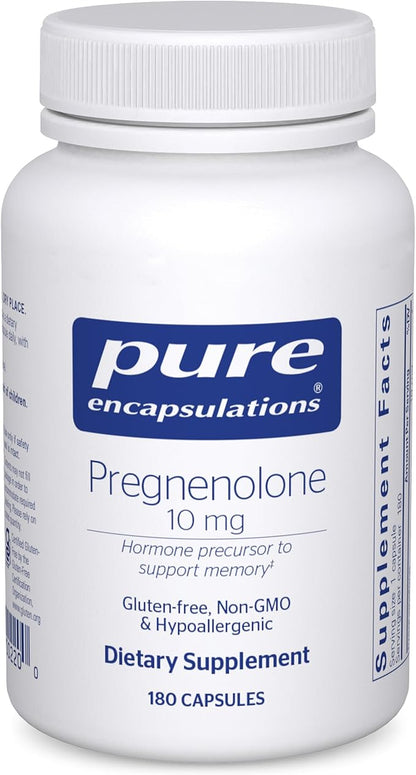 Pure Encapsulations Pregnenolone 10 mg - Support Memory & Hormone Balance* - Hormone Precursor - Gluten Free & Non-GMO - 180 Capsules