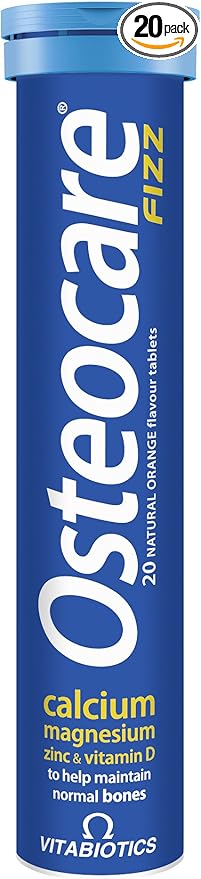 Vitabiotics Osteocare Fizz - Effervescent Tablets with Calcium, Magnesium, and Zinc | Bone Health and Immunity Multivitamin Supplement for Men and Women - 20 Tablets