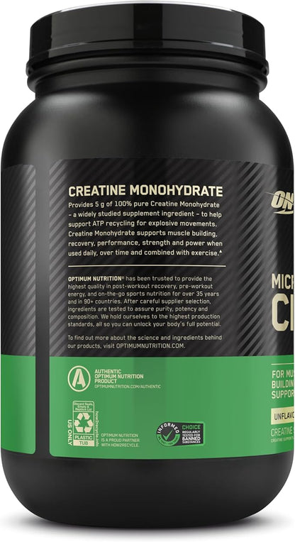 Optimum Nutrition Micronized Creatine Monohydrate Powder, Unflavored, Keto Friendly, 400 Servings (Packaging May Vary)